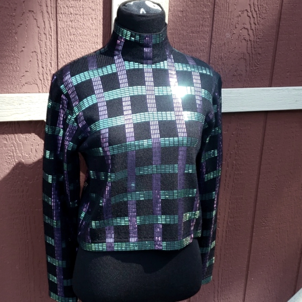 St. John Mock Neck  Shimmery Sweater